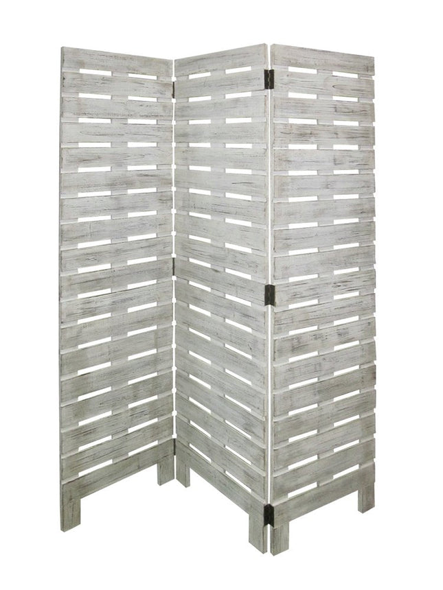 72" White Solid Wood Panel Screen Room Divider HomeRoots