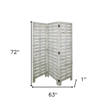 72" White Solid Wood Panel Screen Room Divider