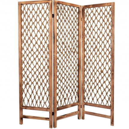 69" Natural Solid Wood Panel Screen Room Divider