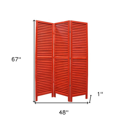 67" Blue Wood Folding Three Panel Screen Room Divider HomeRoots