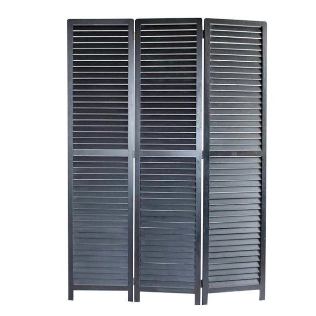 67" Black Solid Wood Panel Screen Room Divider HomeRoots