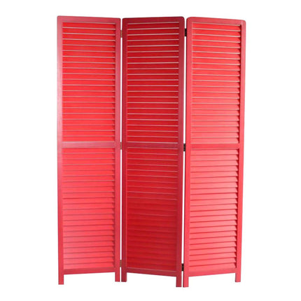 67" Red Solid Wood Panel Screen Room Divider HomeRoots