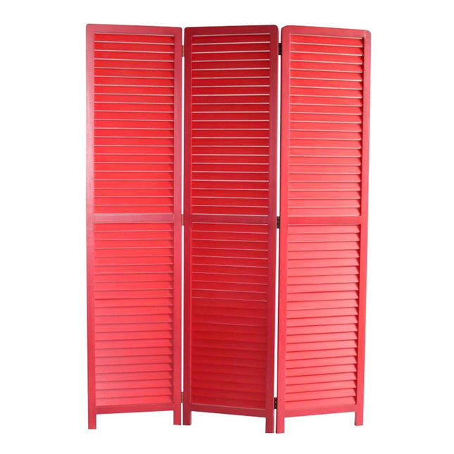 67" Red Solid Wood Panel Screen Room Divider HomeRoots