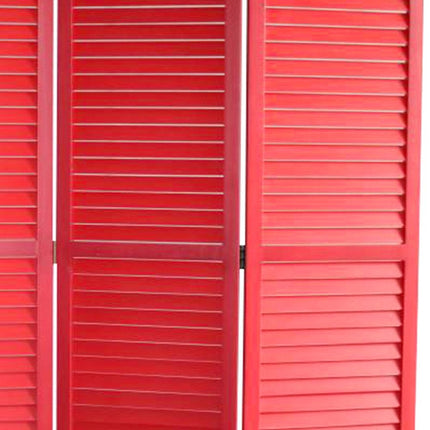 67" Red Wood Folding Three Panel Screen Room Divider HomeRoots