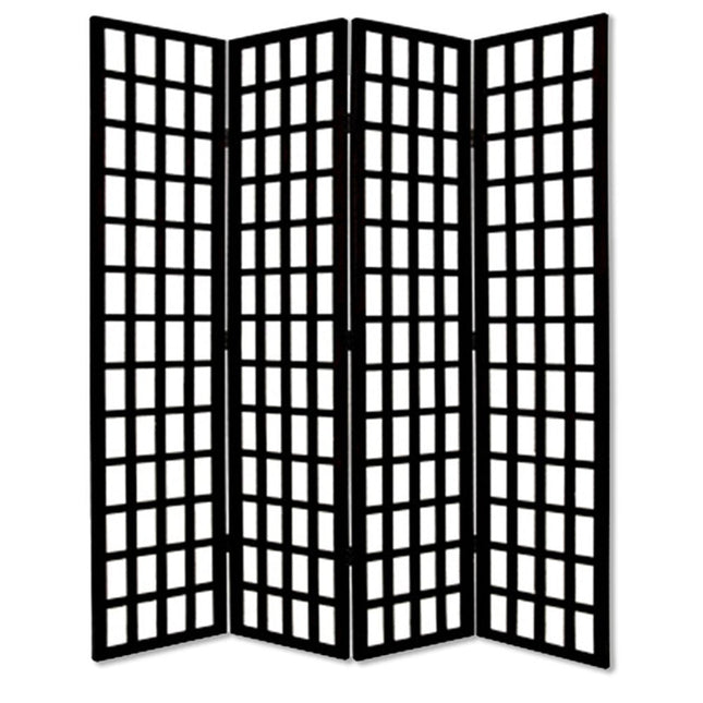 96" Black And White Folding Four Panel Screen Room Divider HomeRoots