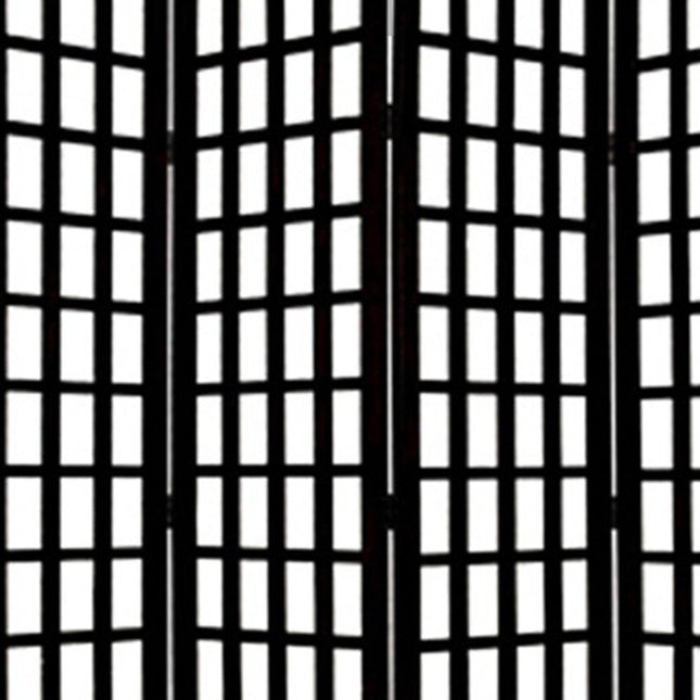 96" Black And White Folding Four Panel Screen Room Divider HomeRoots