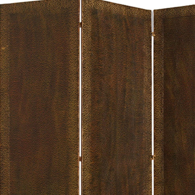 72" Bronze Folding Three Panel Screen Room Divider HomeRoots