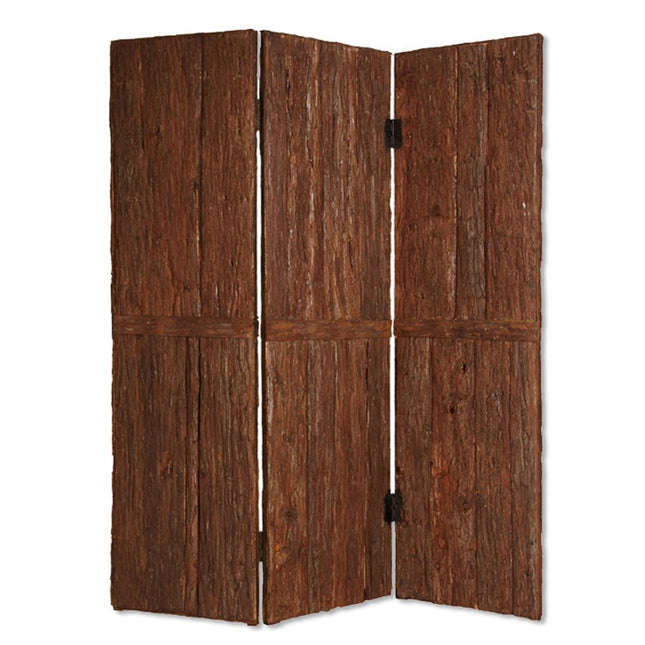 72" Brown Wood Folding Three Panel Screen Room Divider HomeRoots