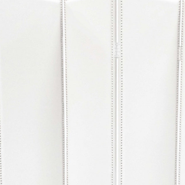84" White Faux Leather Folding Four Panel Screen Room Divider HomeRoots