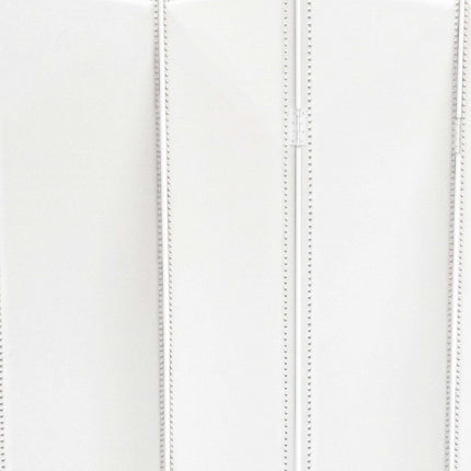 84" White Faux Leather Folding Four Panel Screen Room Divider HomeRoots