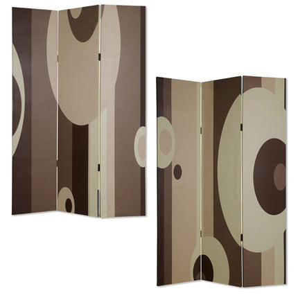 72" Brown Canvas Folding Three Panel Screen Room Divider HomeRoots