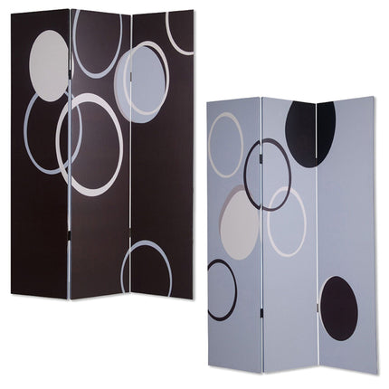 72" Black And White Canvas Folding Three Panel Screen Room Divider HomeRoots