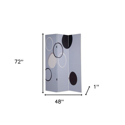 72" Black And White Canvas Folding Three Panel Screen Room Divider HomeRoots