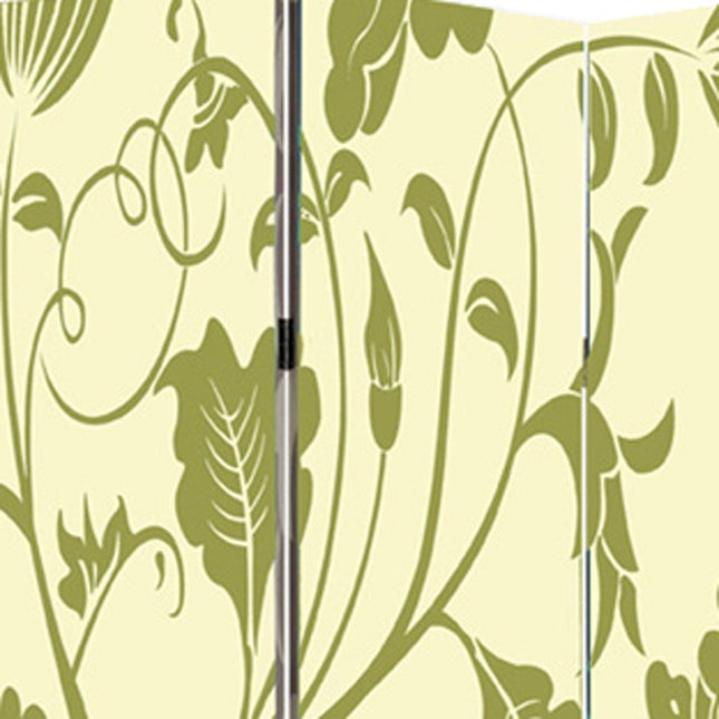 72" Green Canvas Folding Three Panel Screen Room Divider HomeRoots