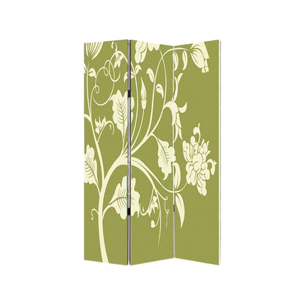 72" Green Canvas Folding Three Panel Screen Room Divider HomeRoots