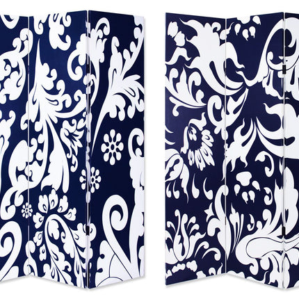72" Black And White Canvas Folding Three Panel Screen Room Divider HomeRoots