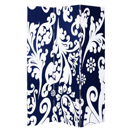 72" Black And White Canvas Folding Three Panel Screen Room Divider HomeRoots