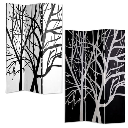 72" Black And White Canvas Folding Three Panel Screen Room Divider HomeRoots