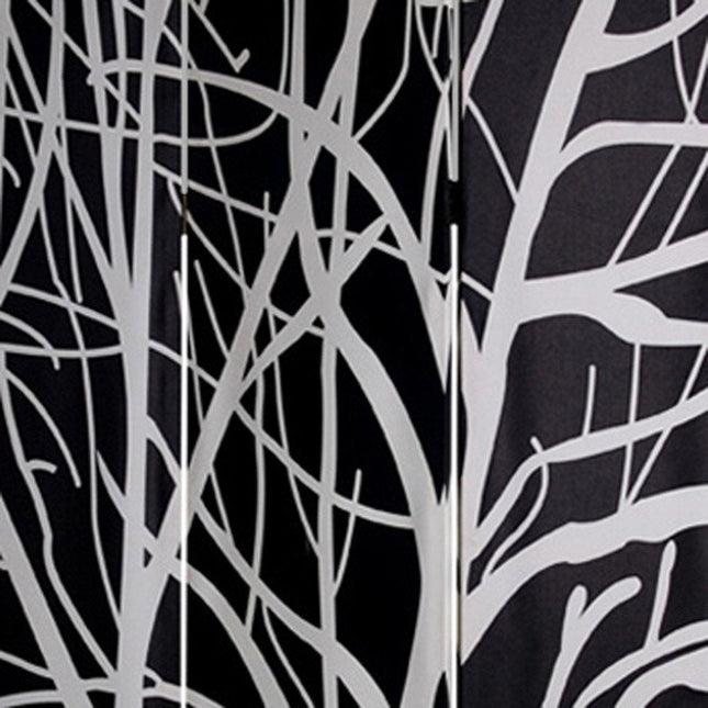 72" Black And White Canvas Folding Three Panel Screen Room Divider HomeRoots