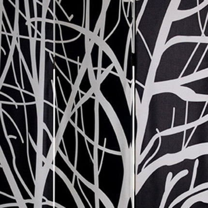72" Black And White Canvas Folding Three Panel Screen Room Divider HomeRoots