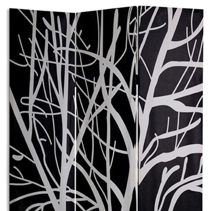 72" Black And White Canvas Folding Three Panel Screen Room Divider HomeRoots