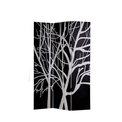 72" Black And White Canvas Folding Three Panel Screen Room Divider HomeRoots