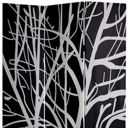 72" Black And White Canvas Folding Three Panel Screen Room Divider HomeRoots
