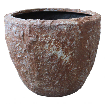 Set of Three 21" Brown Stone Indoor Outdoor Round Pot Planter HomeRoots