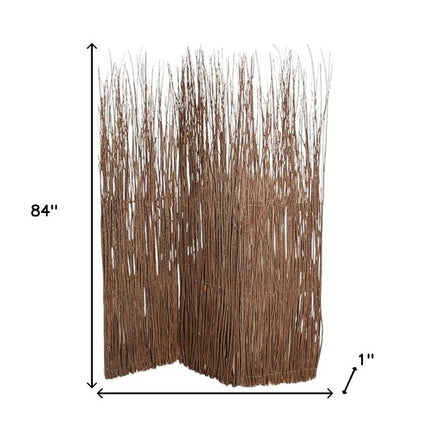 84" Brown Wood Folding Three Panel Screen Room Divider HomeRoots