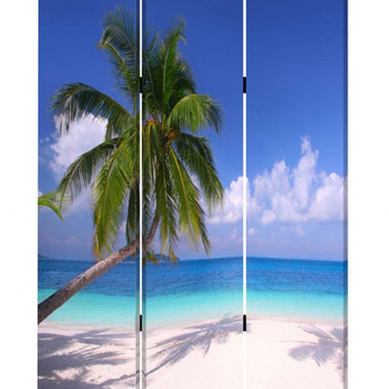 72" Blue And Green Canvas Folding Three Panel Screen Room Divider HomeRoots