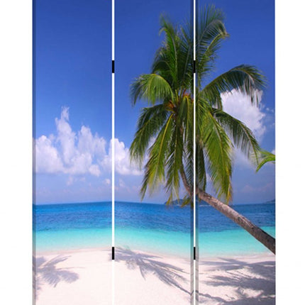 72" Blue And Green Canvas Folding Three Panel Screen Room Divider HomeRoots