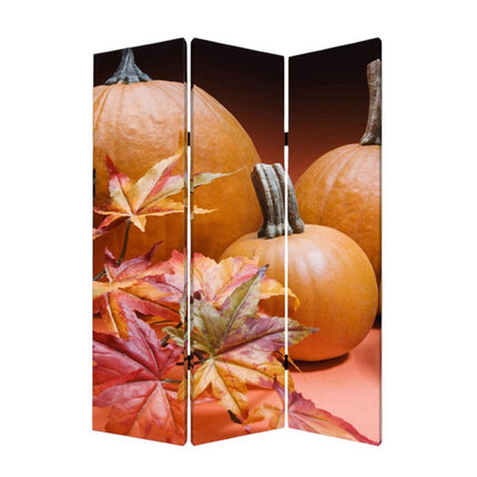 72" Brown Canvas Folding Three Panel Screen Room Divider HomeRoots