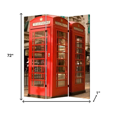 72" Red Canvas Folding Three Panel Screen Room Divider HomeRoots