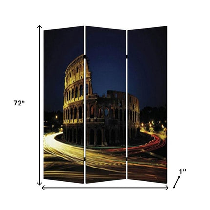 72" Gray Canvas Folding Three Panel Screen Room Divider HomeRoots