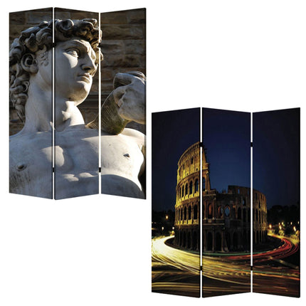 72" Gray Canvas Folding Three Panel Screen Room Divider HomeRoots