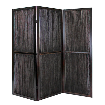 72" Brown Folding Three Panel Screen Room Divider HomeRoots