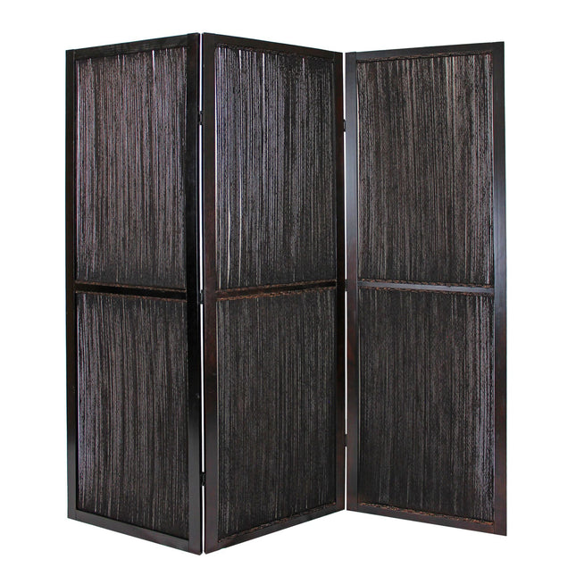 72" Brown Folding Three Panel Screen Room Divider HomeRoots