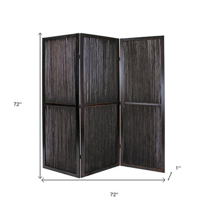 72" Brown Folding Three Panel Screen Room Divider HomeRoots
