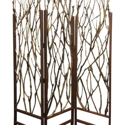 70" Brown Wood Branches Folding Three Panel Screen Room Divider HomeRoots
