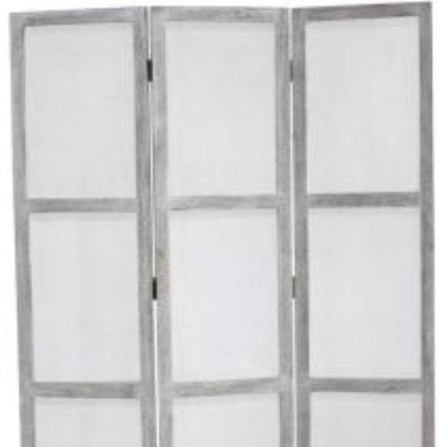 67" Gray Folding Three Panel Screen Room Divider HomeRoots