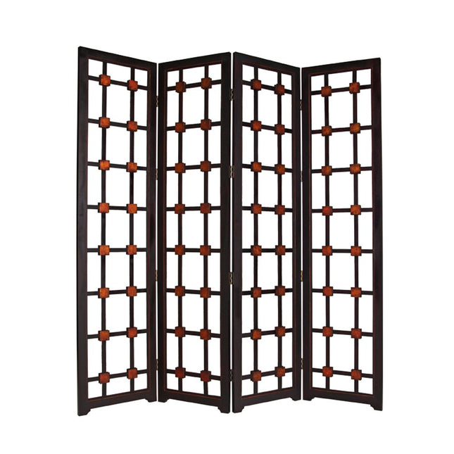 84" Brown Folding Four Panel Screen Room Divider HomeRoots