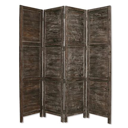 84" Black Wood Folding Four Panel Screen Room Divider HomeRoots