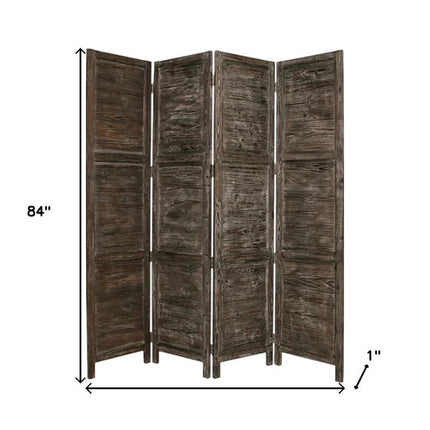 84" Black Wood Folding Four Panel Screen Room Divider HomeRoots