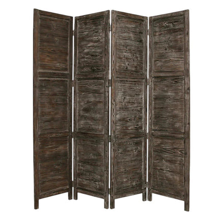 84" Black Wood Folding Four Panel Screen Room Divider HomeRoots
