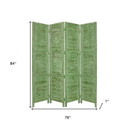 84" Black Wood Folding Four Panel Screen Room Divider HomeRoots