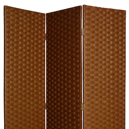 72" Dark Brown Folding Three Panel Screen Room Divider HomeRoots