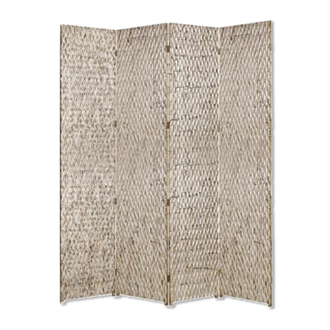 84" Silver Wood Folding Four Panel Screen Room Divider HomeRoots