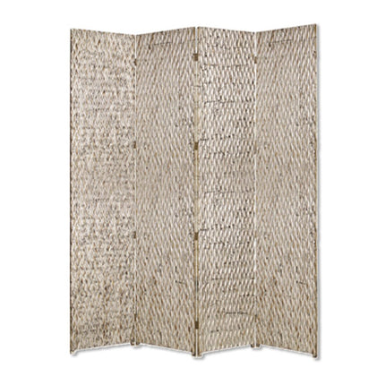 84" Silver Wood Folding Four Panel Screen Room Divider HomeRoots