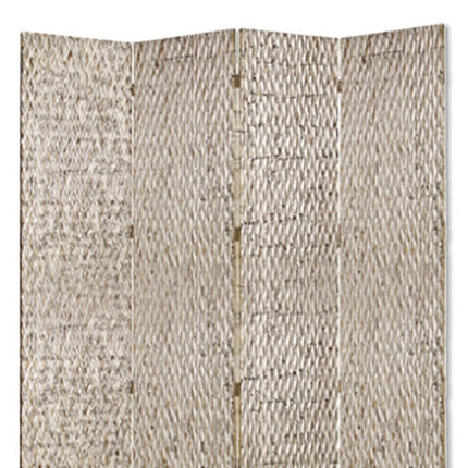 84" Silver Wood Folding Four Panel Screen Room Divider HomeRoots