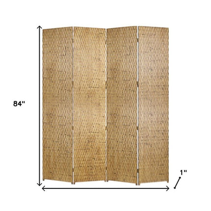 84" Silver Wood Folding Four Panel Screen Room Divider HomeRoots